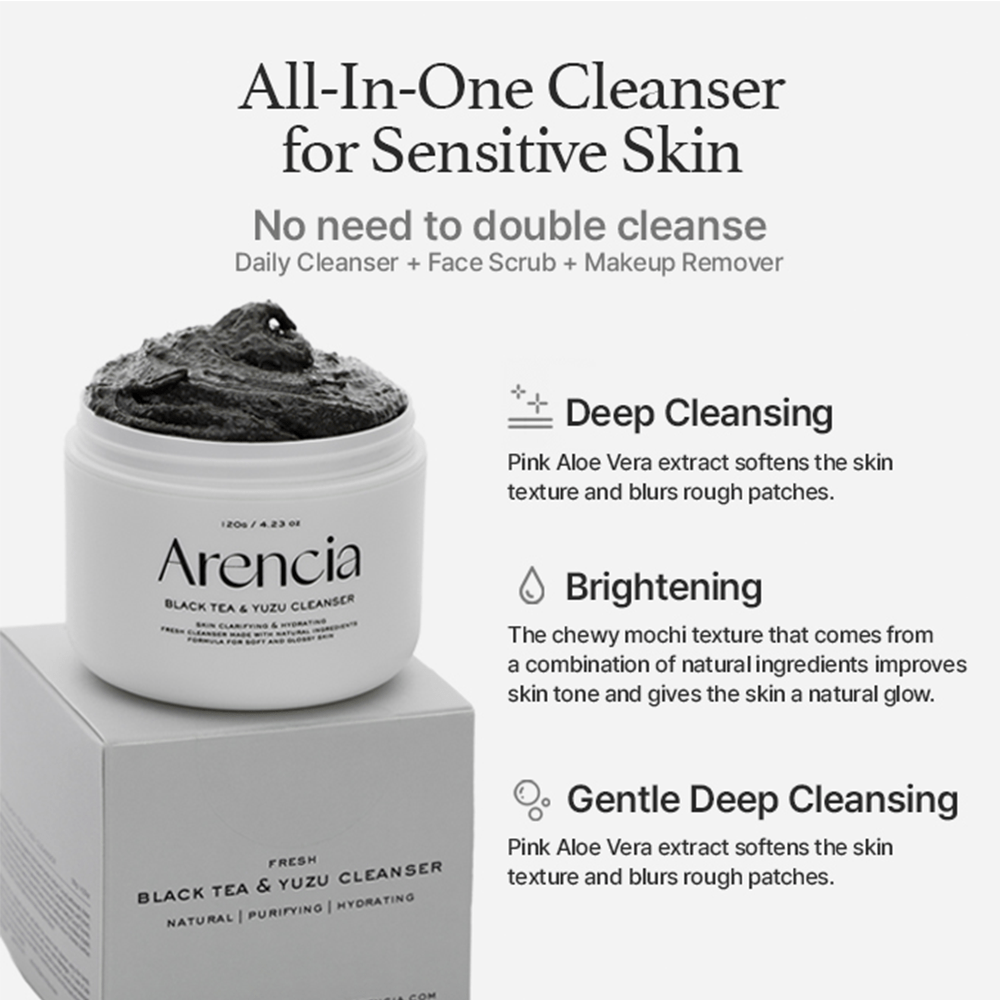 Arencia Black Tea & Yuzu Rice Mochi Cleanser 120g