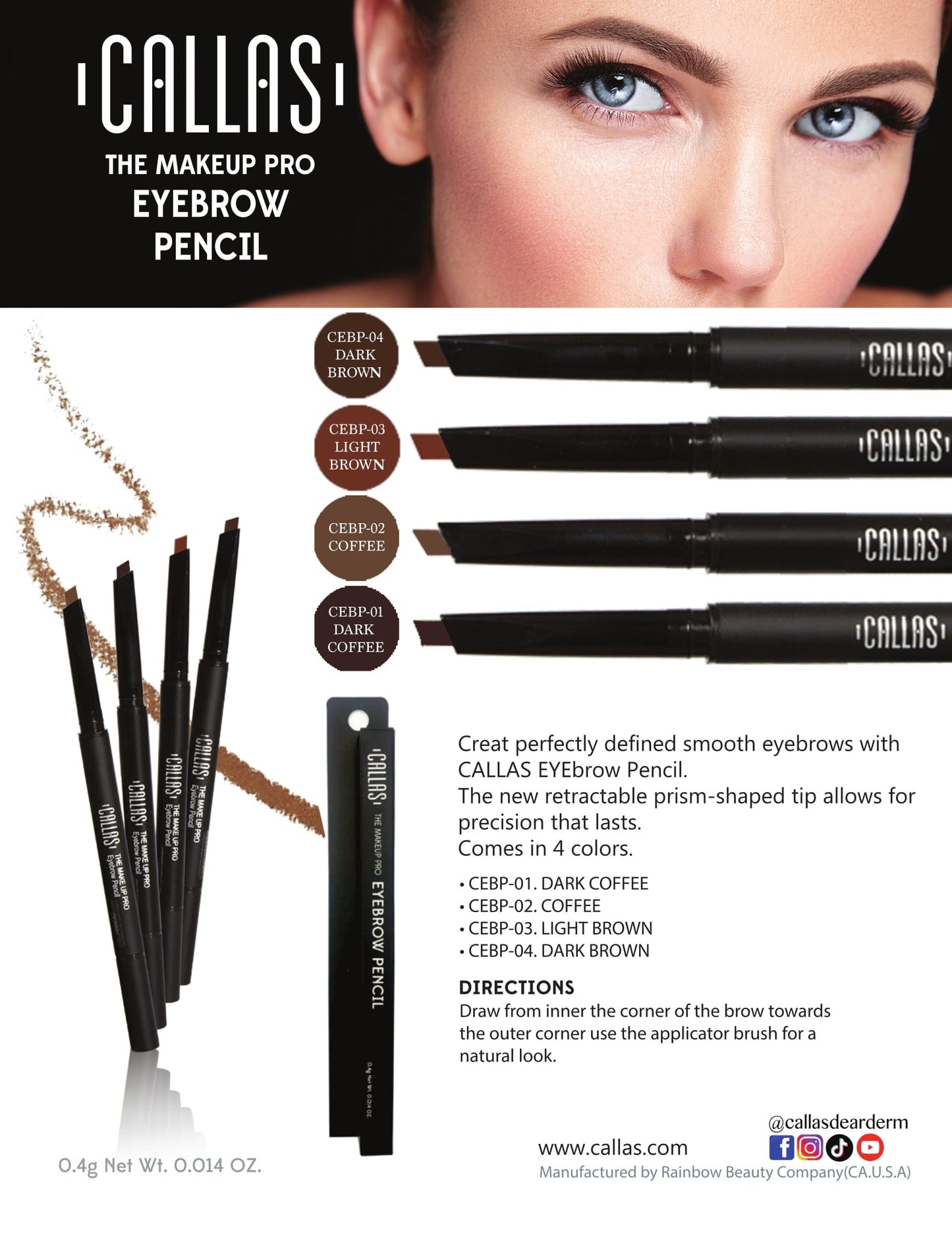 CALLAS The Makeup Pro Eyebrow Pencil (No Refill)