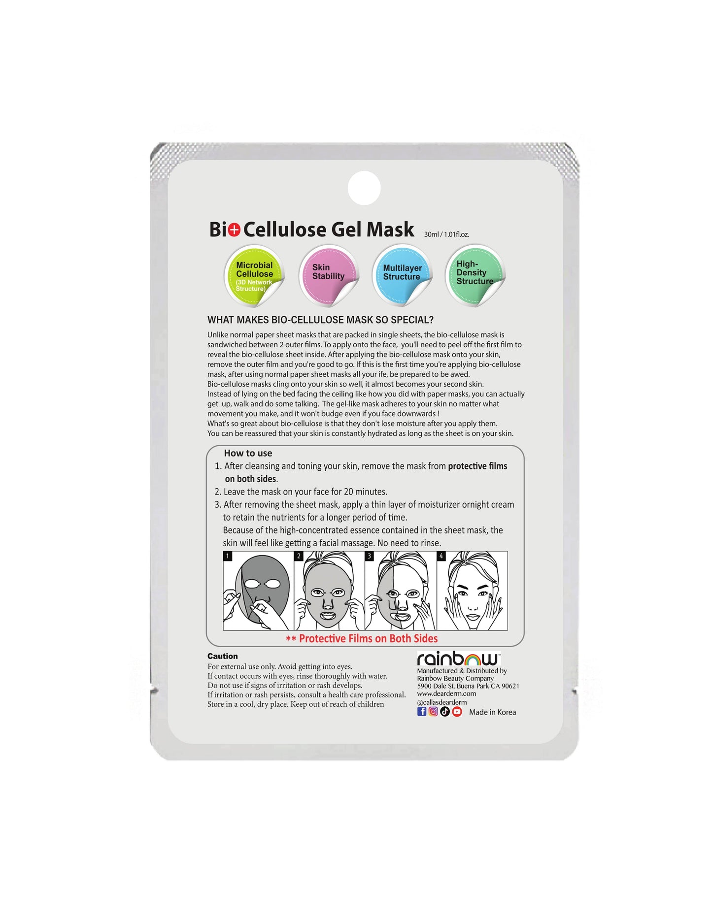 DEARDERM Bio-Cellulose Face Gel Mask - EGF