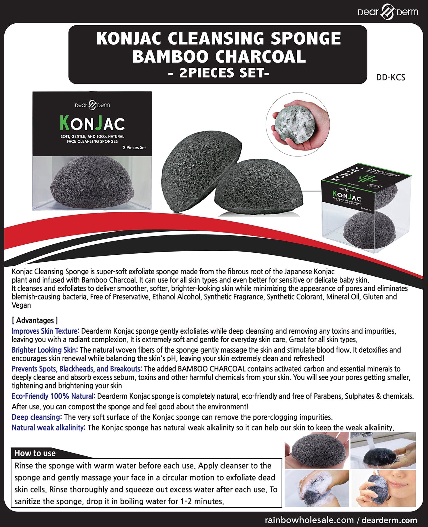 DEARDERM Konjac Bamboo Charcoal Cleansing Puff