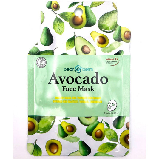 DEARDERM White Sheet Face Masks - Avocado