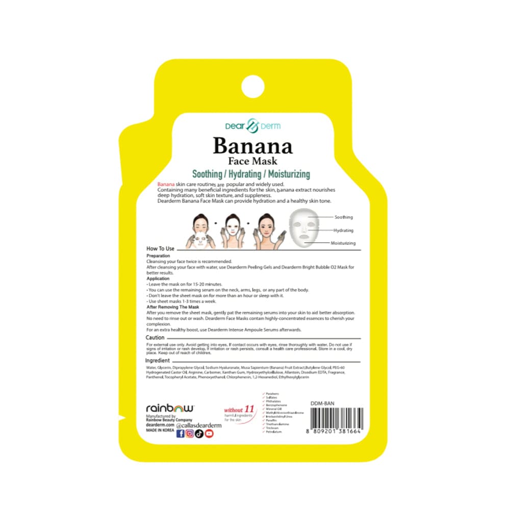 DEARDERM White Sheet Face Masks - Banana