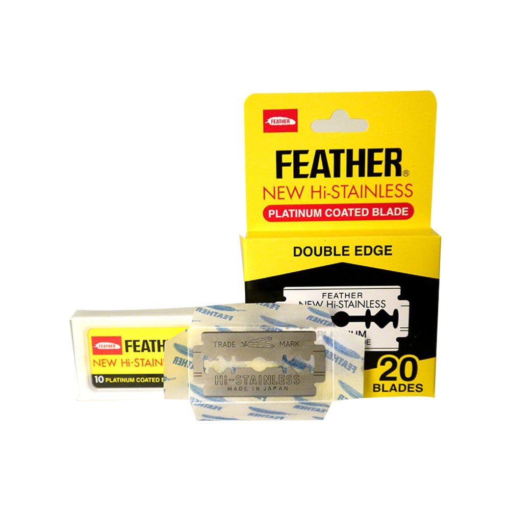 Feather New Hi-Stainless Platinum Coated Double Edge Blade (1 Pack x 20 Blades)