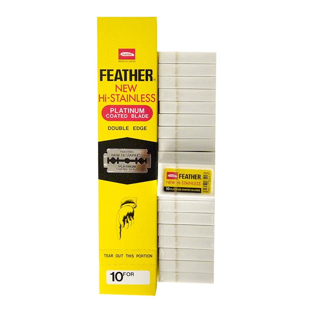 Feather New Hi-Stainless Platinum Coated Double Edge Blade (20 Packets x 10 Blades)