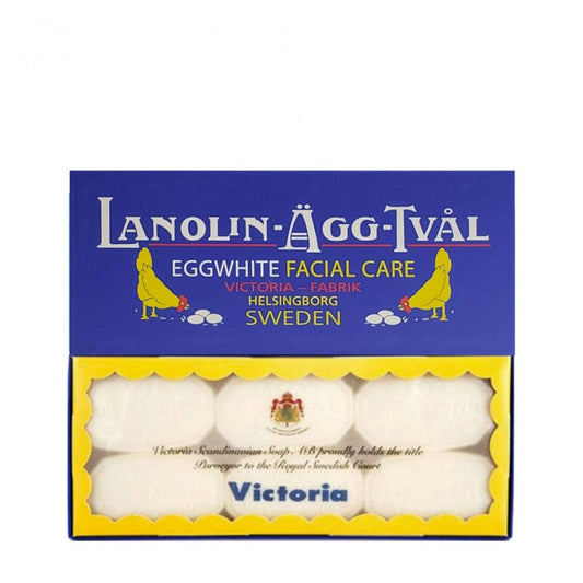 Victoria Scandinavian Soap AB Lanolin-Agg-Tval Swedish Eggwhite Facial Soap Set 50g x 6 Bars