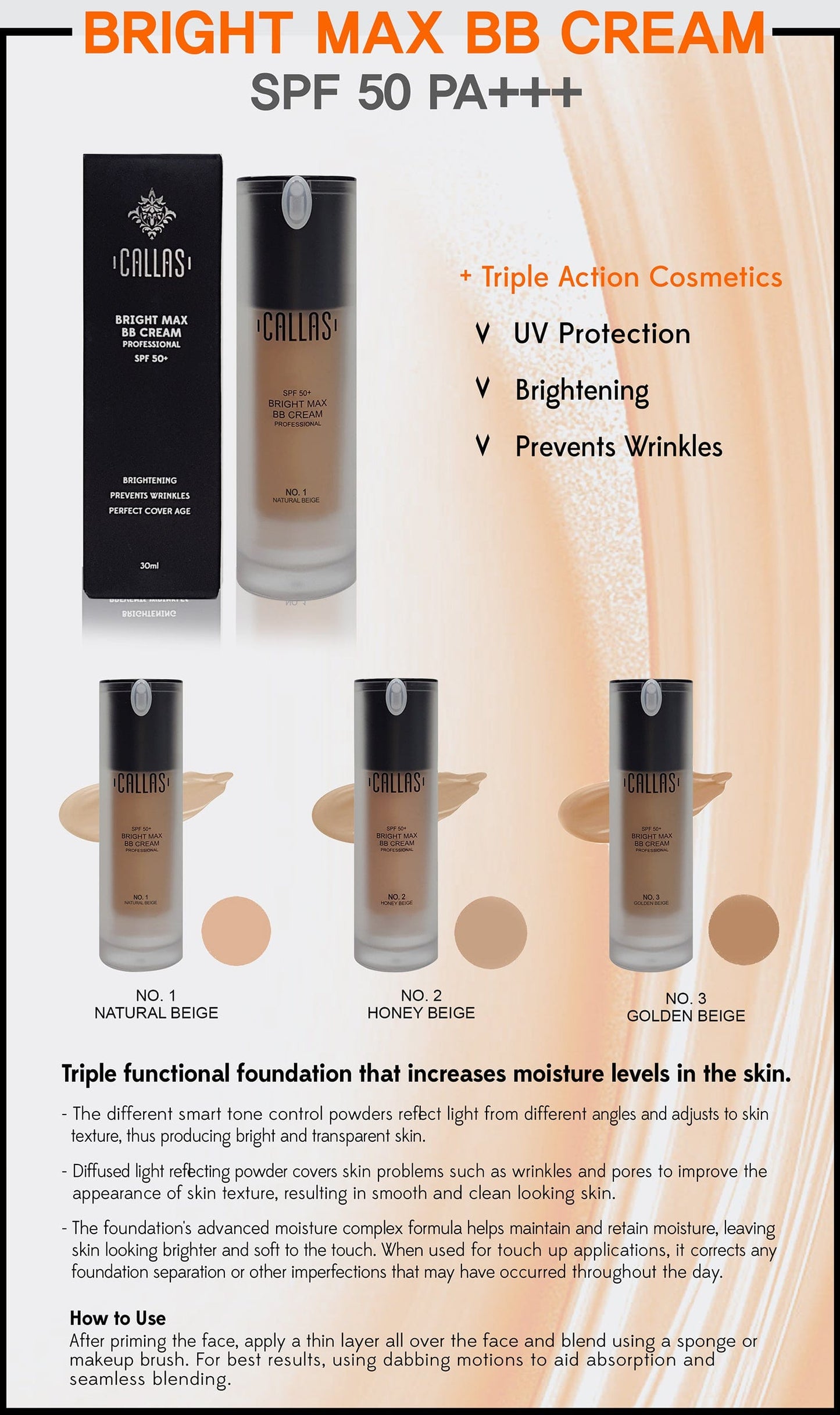 CALLAS Bright Max BB Cream Professional SPF50+