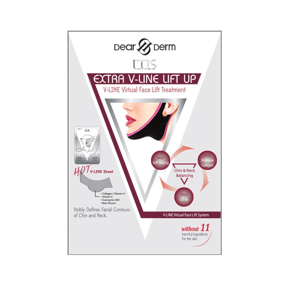 DEARDERM Extra V-Line Lift for Chin, Neck & Jawlines V-Line Lift Up Set (Face Belt + 7 Sheet Masks)